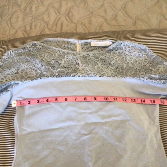 Anne Fontaine Light Blue Lace Short Sleeve Top - Picture 12 of 12